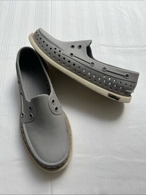Native Gray Slip-On Loafers with Cream Outsole